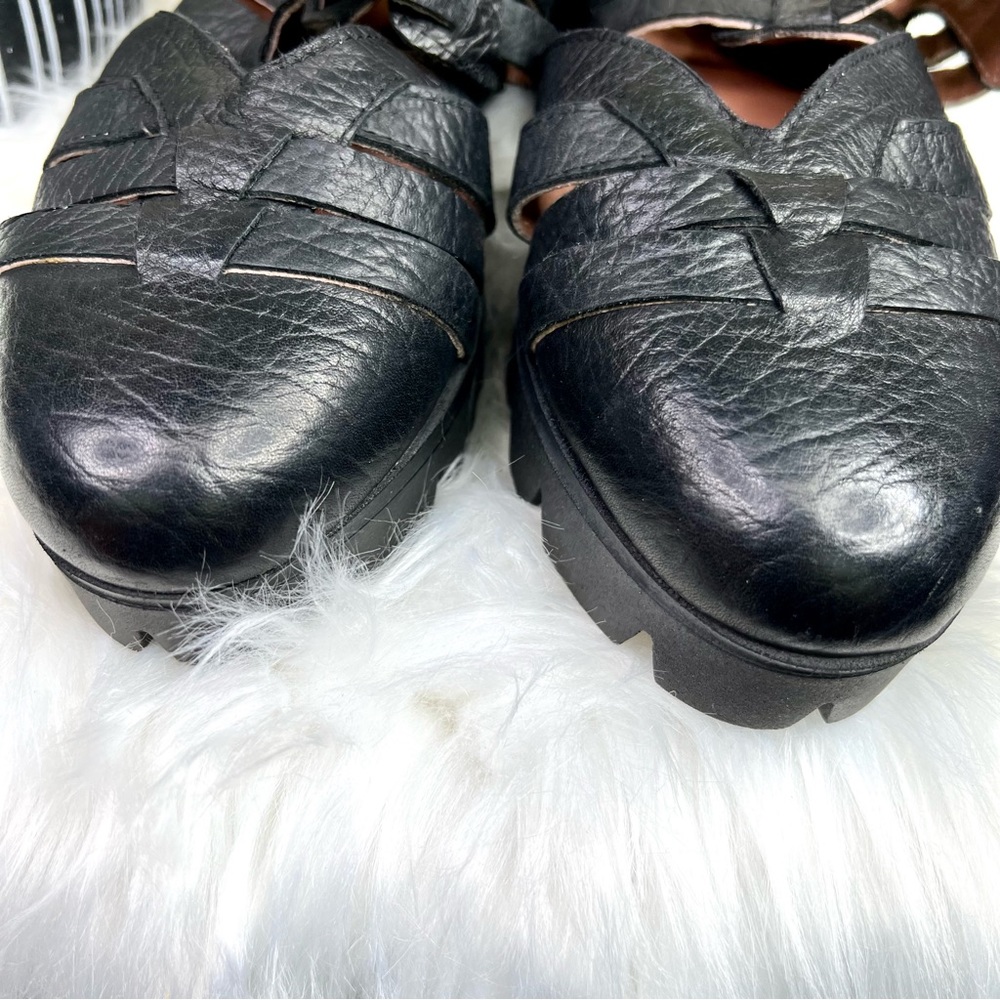 STIU Chunky Lug Sole Buckle Black Closed Toe Vegan Fisherman Sandals, 41 - Picture 5 of 10